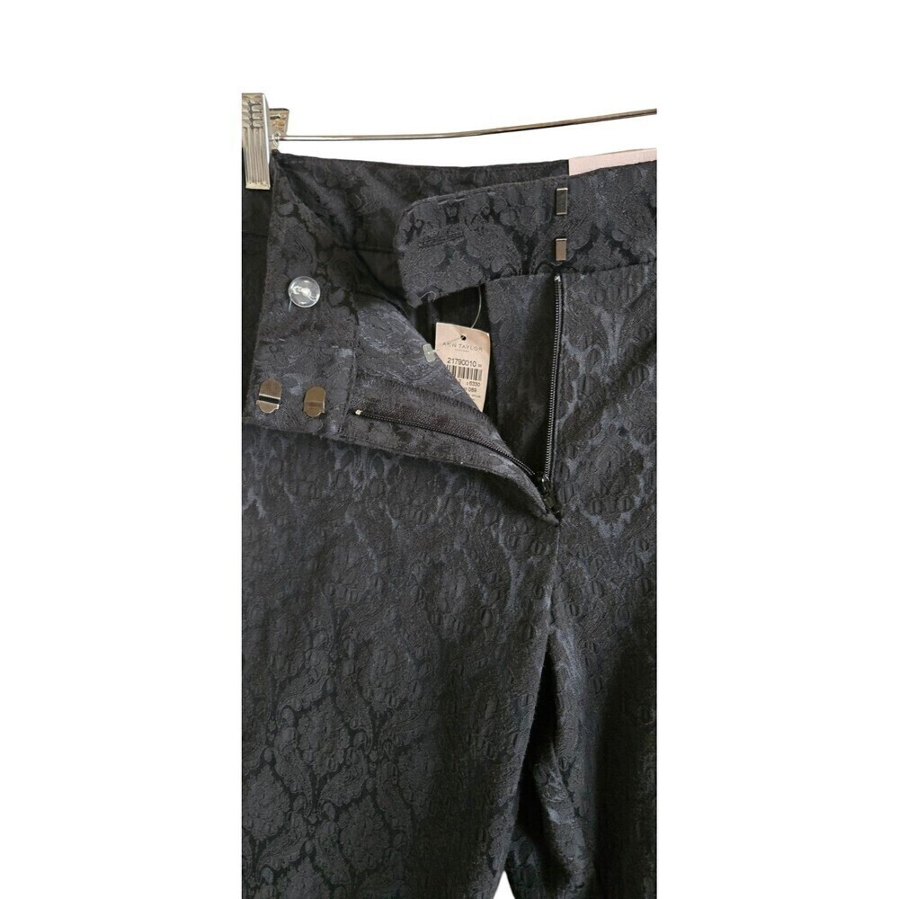 Ann Taylor Black Floral Embossed Pants Ankle Length Career Event Size 8P NWT - Picture 5 of 7